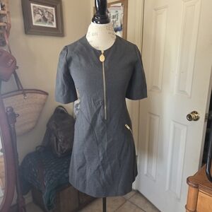 Stella McCartney Gray Office Career Work Sheath Dress Size 38 Wool Blend Goldzip